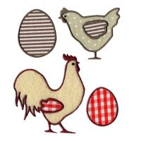 Badges Brodés Poules & Oeufs Artemio